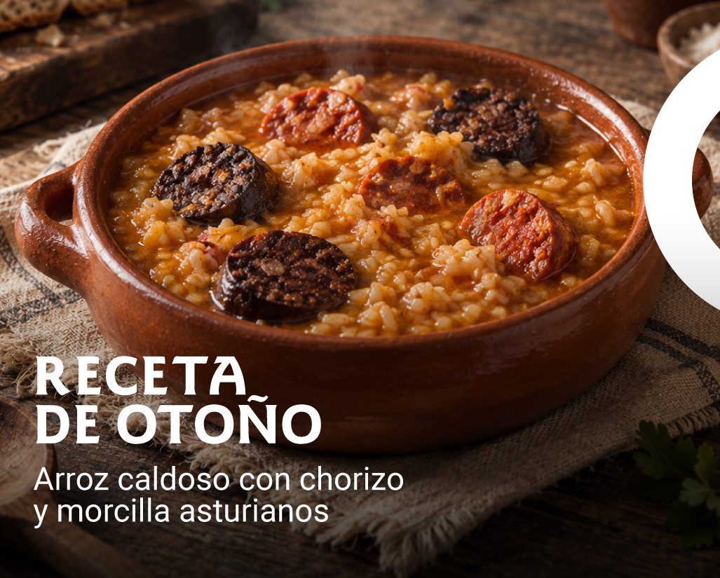 Arroz caldoso con chorizo y morcilla asturianos, receta de otoño con Marca de Garantía
