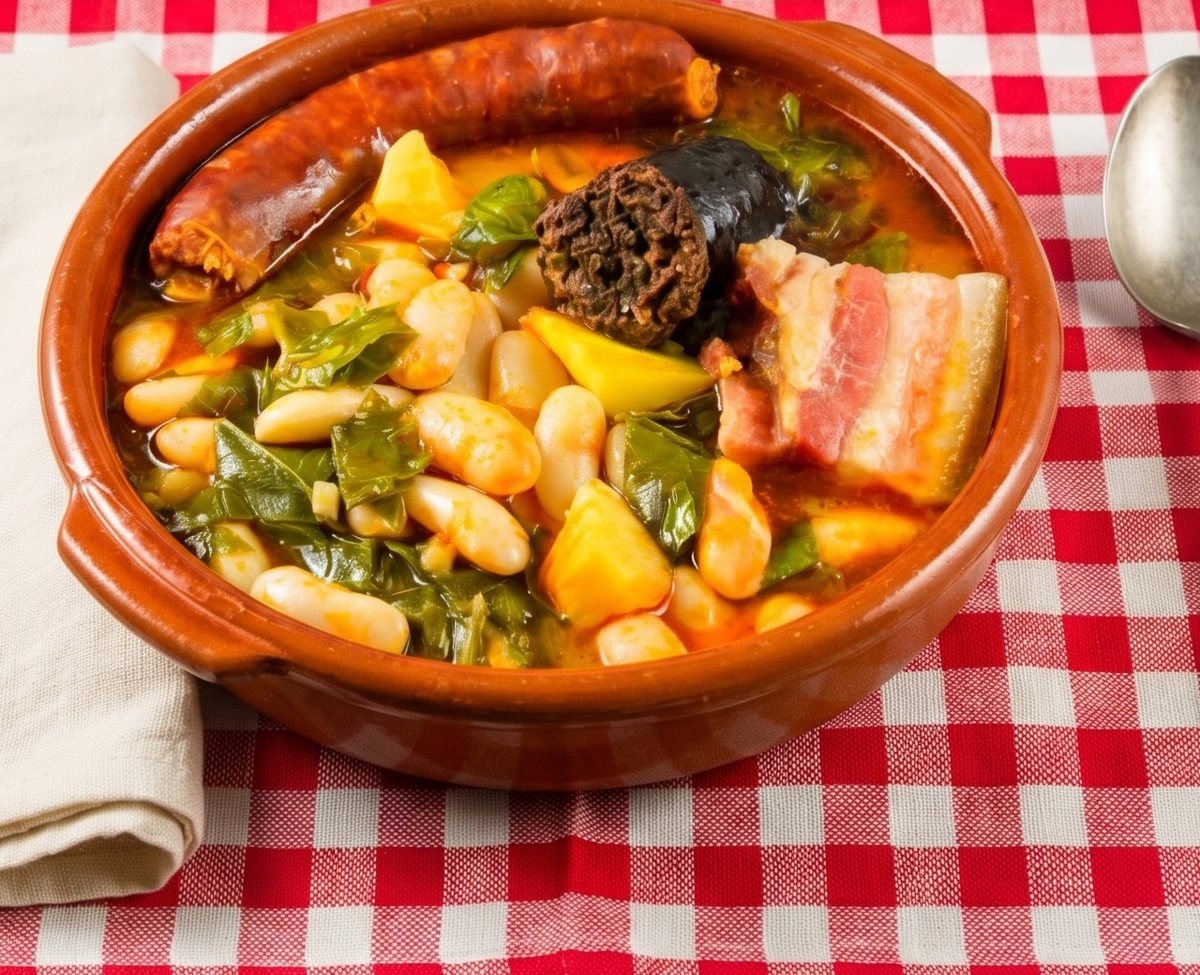 Pote asturiano con berza, patata, fabas y compango asturiano